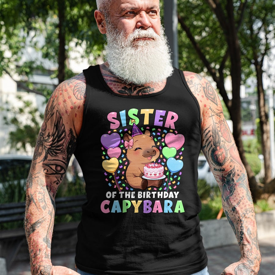 Cute Capybara Shirt, Funny Capybara UnisexT-Shirt/Hoodie/Sweatshirt HLT00 - Capybara Birthday Family Sister of The Birthday Capybara T-Shirt