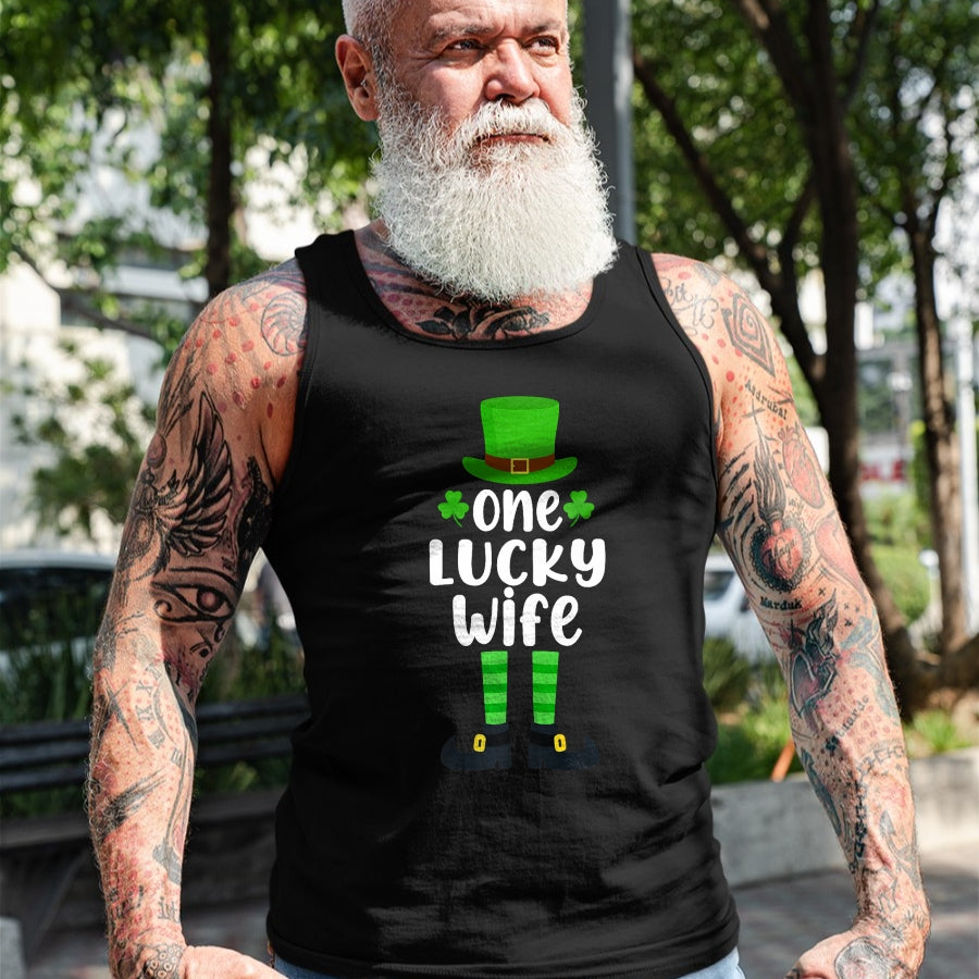 Best Wife Shirt, Wife and Husband Unisex T-Shirt/Hoodie/Sweatshirt HLT00 - Gift for wife T shirt, lucky wife   One Lucky Wife Funny St Patricks Day Lucky Shamrock Premium T-Sh