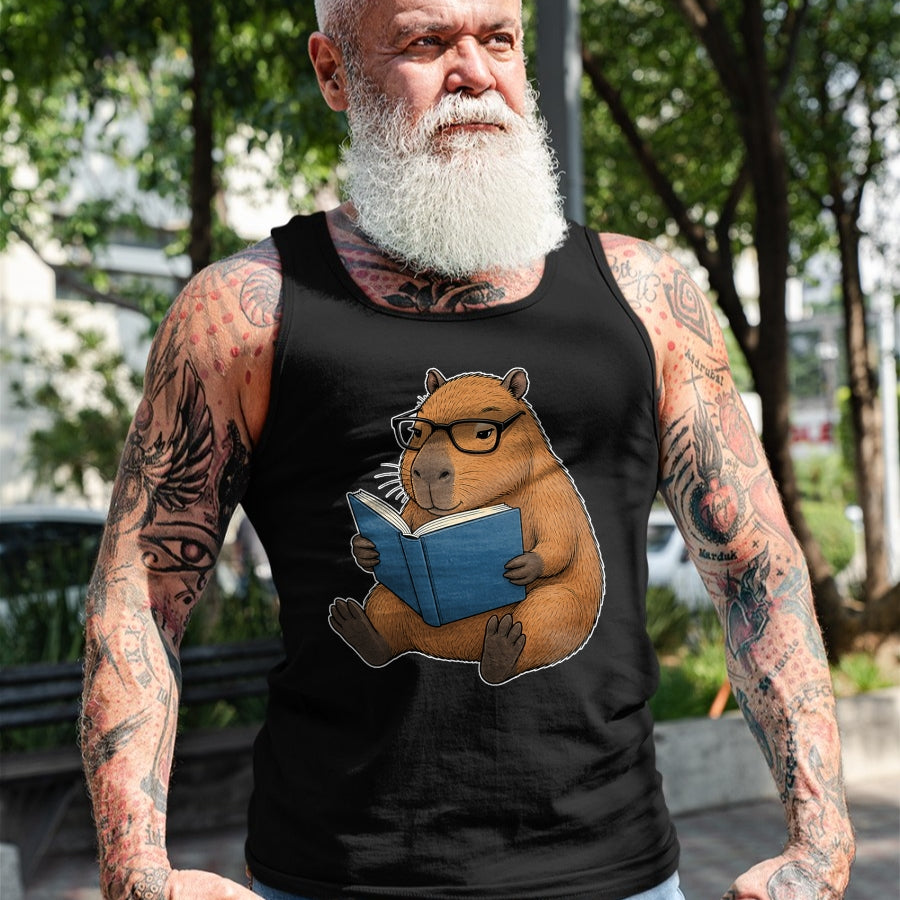 Cute Capybara Shirt, Funny Capybara UnisexT-Shirt/Hoodie/Sweatshirt HLT00 - Capybara Bookworm Reading Book Funny Graphic T-Shirt