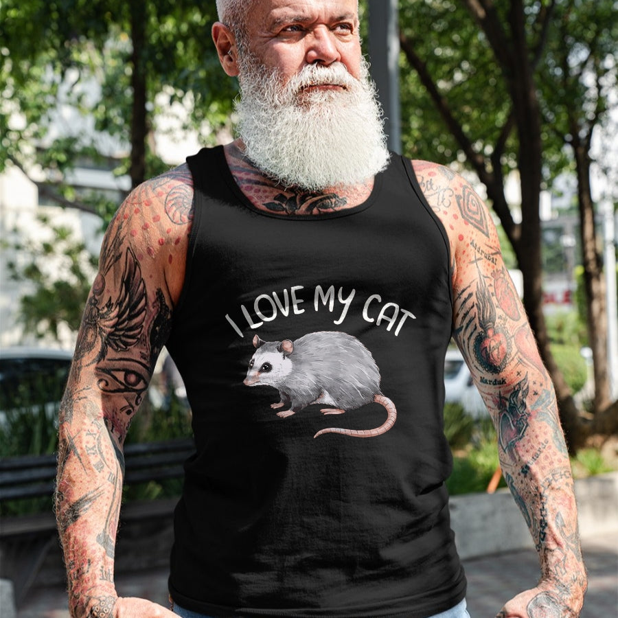 Cat Love Shirt, Funny Cat Lover Gift UnisexT-Shirt/Hoodie/Sweatshirt HLT00 - I Love My Cat Opossum T-Shirt, Men, Black, X-Large