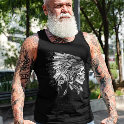 Native American T-Shirts, Vintage Native American Unisex T-Shirt/Hoodie/Sweatshirt HLT00 - American Motorcycle Skull Native Indian Eagle Chief Vintage (1)