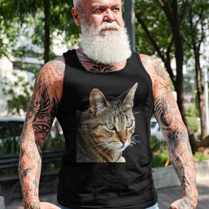 Cat Love Shirt, Funny Cat Lover Gift UnisexT-Shirt/Hoodie/Sweatshirt HLT00 - Stunning Tabby Cat Close Up Portrait Vector T-Shirt (1)