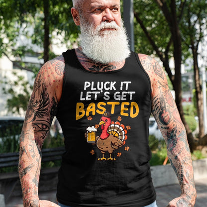 Best Thanksgiving Family Shirt , Funny Thanksgiving UnisexT-Shirt/Hoodie/Sweatshirt HLT00 - Thanksgiving Pluck It Lets Get Basted Funny Fall Dad Men T-Shirt, Men, Black, 3X-Large
