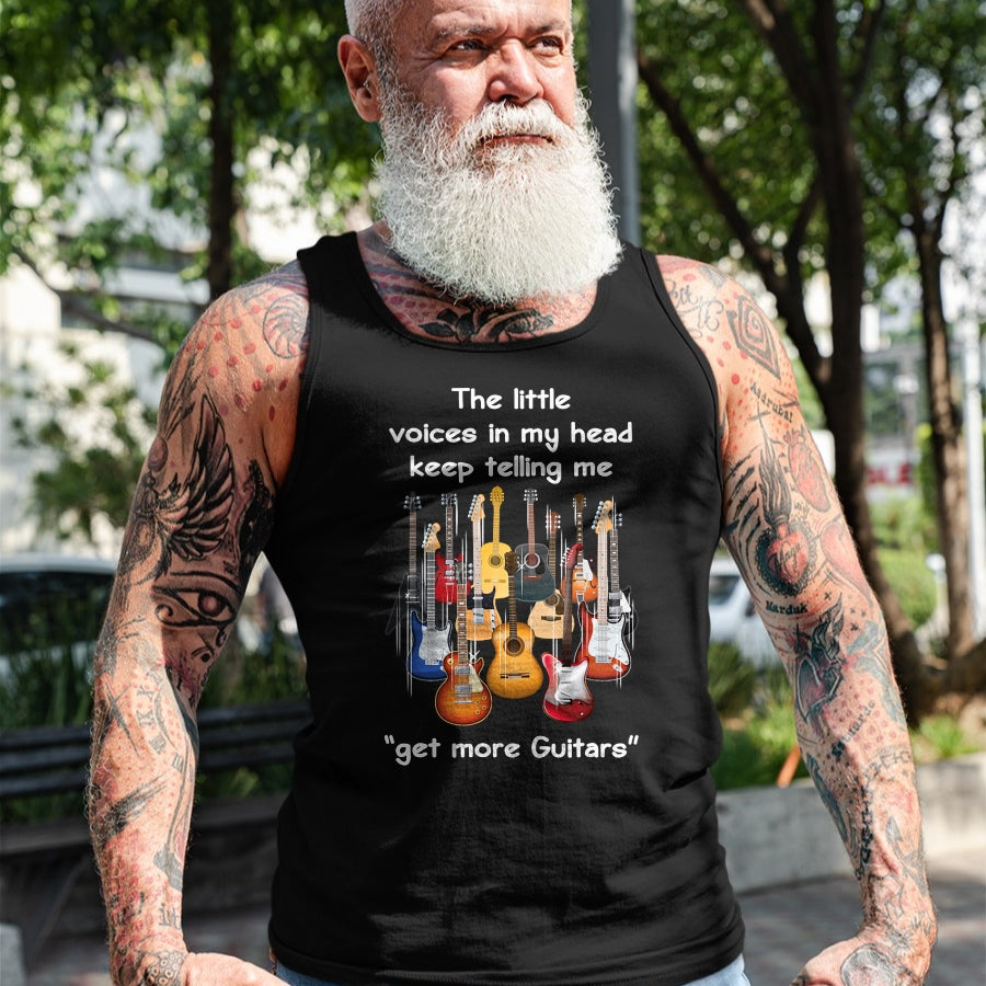 Guitar Lover Shirt, Funny Guitar UnisexT-Shirt/Hoodie/Sweatshirt HLT00 - The Voices in My Head Keep Telling Me to Get More Guitars T-Shirt