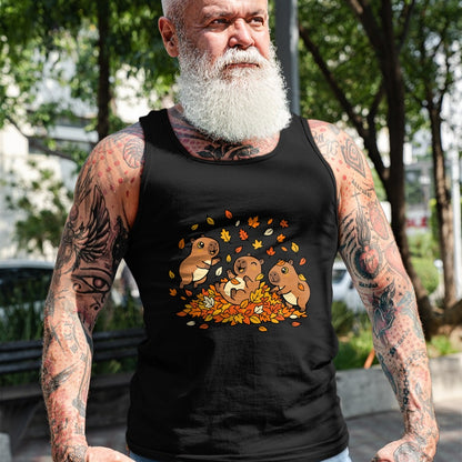 Cute Capybara Shirt, Funny Capybara Unisex T-Shirt/Hoodie/Sweatshirt HLT00 - Cute Capybara Autumn Leaves Fall Season Animal T-Shirt