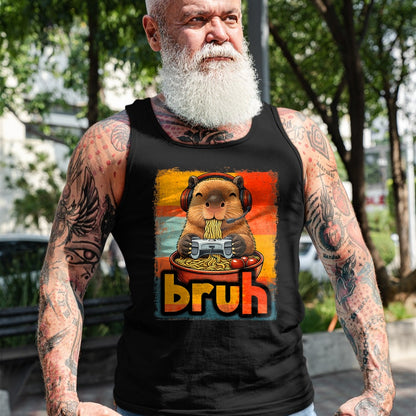 Cute Capybara Shirt, Funny Capybara UnisexT-Shirt/Hoodie/Sweatshirt HLT00 - Bruh Capybara Eat Ramen Gaming Japanese Men Boy Kid T-Shirt