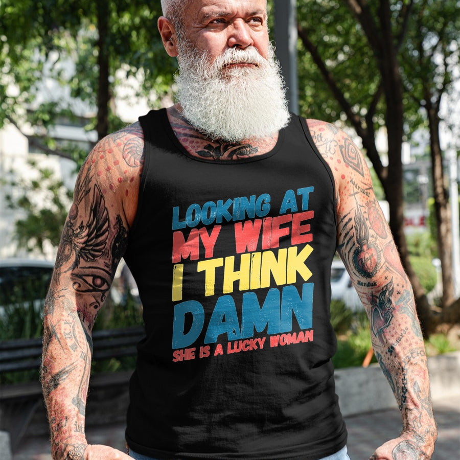 Best Wife Shirt, Wife and Husband Unisex T-Shirt/Hoodie/Sweatshirt HLT00 - Gift for wife T shirt, lucky wife   Womens My Lucky Wife Best Crazy Husband Funny Married Couple V-N