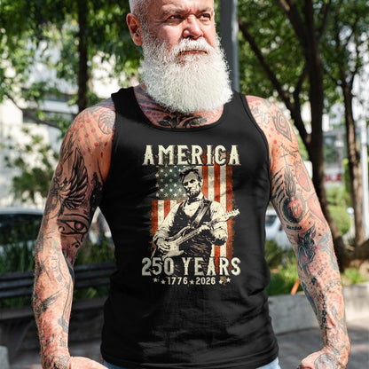 Guitar Lover Shirt, Funny Guitar UnisexT-Shirt/Hoodie/Sweatshirt HLT00 - Vintage Abraham Lincoln Abe Lincoln Playing Guitar 250 Years T-Shirt, Men, Black, 3X-Large