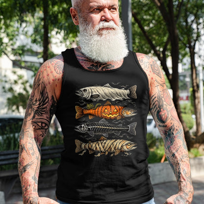 Funny Fishing Shirt, Gift For Fishing Lover Unisex T-Shirt/Hoodie/Sweatshirt HLT00 - Halloween Trout Fish Ghost Pumpkin Skeleton Mummy T-Shirt