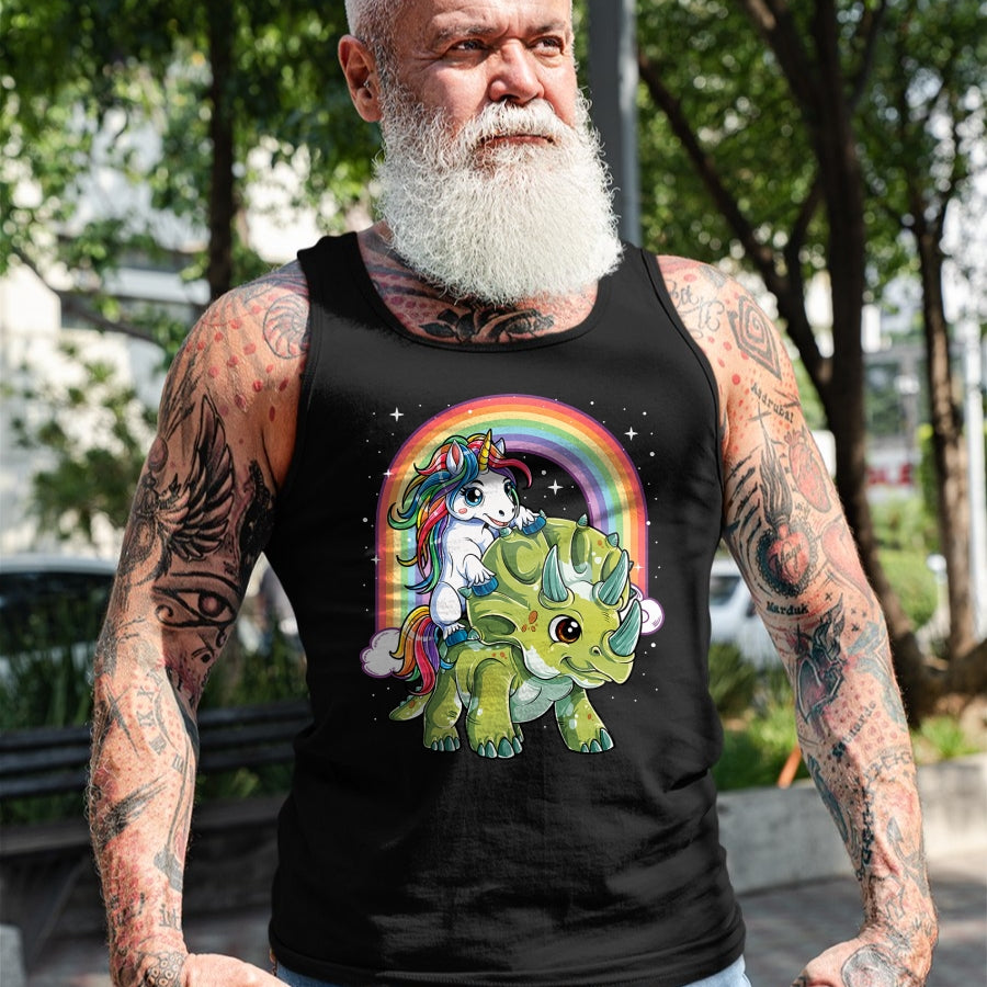 Best Dinosaur Lover Shirt, Funny Dinosaur UnisexT-Shirt/Hoodie/Sweatshirt HLT00 - Unicorn Riding Dinosaur Triceratops Funny Boys Girls Rainbow T-Shirt Small
