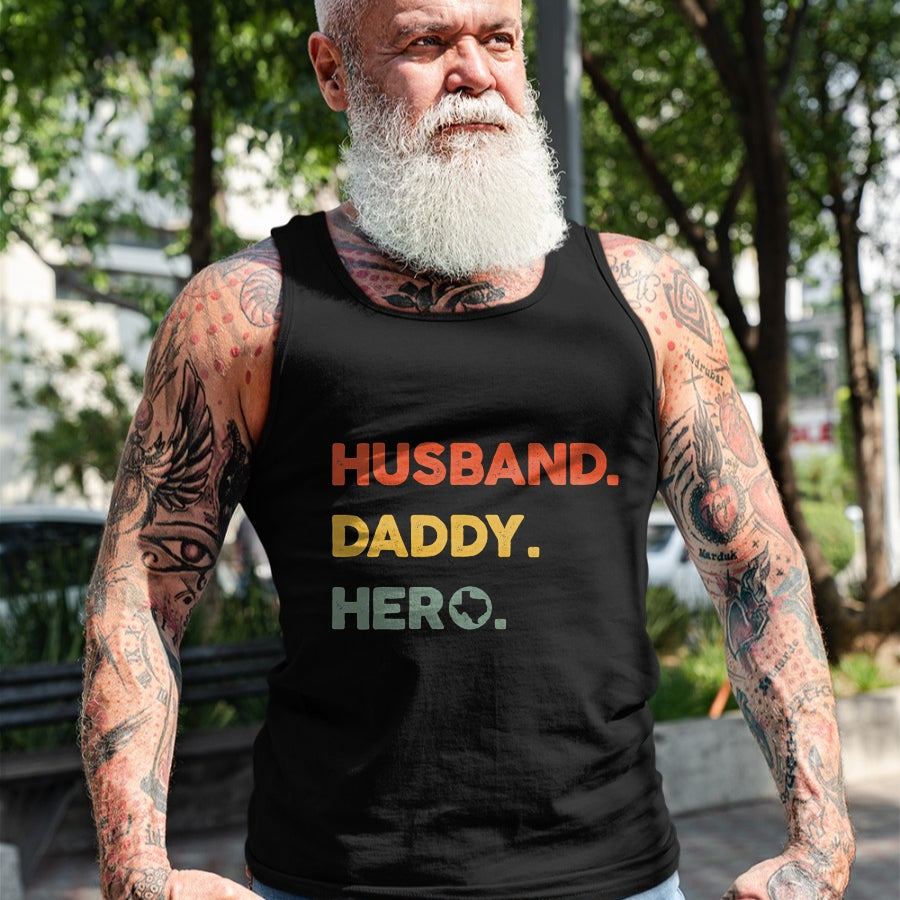 Gift for Dad Shirt, Funny Dad Unisex T-Shirt/Hoodie/Sweatshirt HLT00 – Mens Husband daddy hero Tee Proud Texas Map dad father_s day T-Shirt