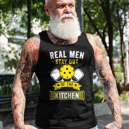 Funny Pickleball Shirt, Pickleball Lover Unisex T-Shirt/Hoodie/Sweatshirt HLT00 - Real Men Stay Out of the Kitchen Funny Pickleball T-Shirt