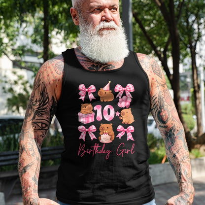 Cute Capybara Shirt, Funny Capybara Unisex T-Shirt/Hoodie/Sweatshirt HLT00 - Coquette 10th Birthday Girl Cute Capybara Bow 10 Year Old T-Shirt