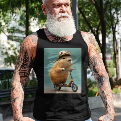 Cute Capybara Shirt, Funny Capybara Unisex T-Shirt/Hoodie/Sweatshirt HLT00 - Capybara Riding Scooter with Glasses Funny Graphic T-Shirt