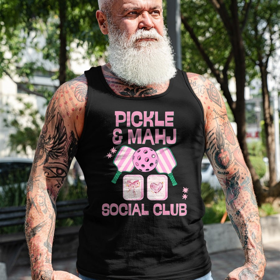 Funny Pickleball Shirt, Pickleball Lover Unisex T-Shirt/Hoodie/Sweatshirt HLT00 - Pickle and Mahj Mahjong and Pickleball Social Club mah Jong T-Shirt