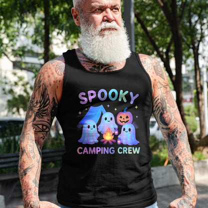Funny Camping Shirt, Gift For Camping Lover Unisex T-Shirt/Hoodie/Sweatshirt HLT00 - Spooky Camping Crew Ghosts Halloween Campfire Vintage Boo T-Shirt