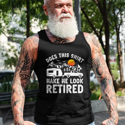 Funny Camping Shirt, Gift For Camping Lover Unisex T-Shirt/Hoodie/Sweatshirt HLT00 - Retired Camper Retirement Camping T-Shirt, Men, Heather Blue, XX-Large