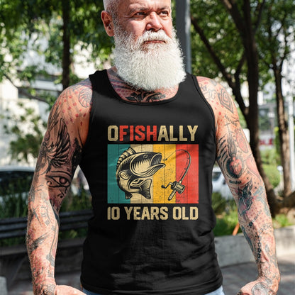 Funny Fishing Shirt, Gift For Fishing Lover Unisex T-Shirt/Hoodie/Sweatshirt HLT00 - Ofishally 10 Years Old Funny Fishing Birthday Fisherman T-Shirt