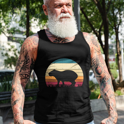Cute Capybara Shirt, Funny Capybara Unisex T-Shirt/Hoodie/Sweatshirt HLT00 - Capybara Silhouette Sunset Retro Capy Rodent Men Women Kids T-Shirt