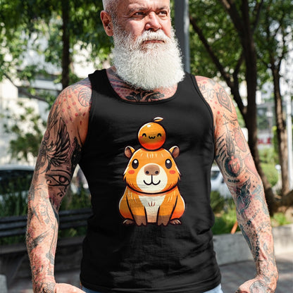 Cute Capybara Shirt, Funny Capybara Unisex T-Shirt/Hoodie/Sweatshirt HLT00 - Kawaii Capybara Orange Long Sleeve T-Shirt