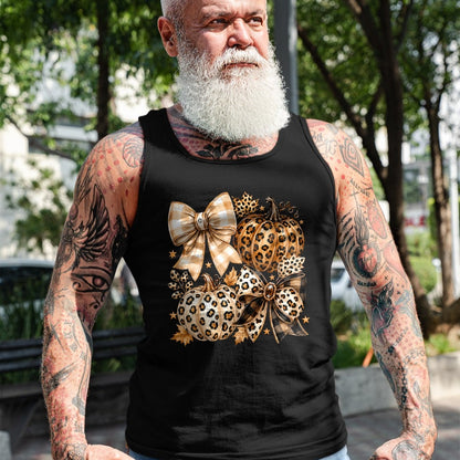 Best Thanksgiving Family Shirt , Funny Thanksgiving UnisexT-Shirt/Hoodie/Sweatshirt HLT00 - Coquette Bow Leopard Pumpkin Thanksgiving Autumn Fall Leaves T-Shirt