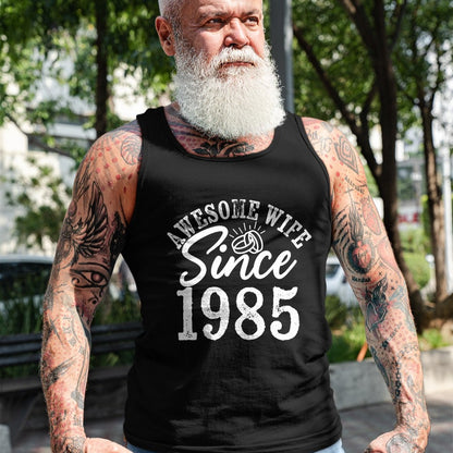 Best Wife Shirt, Wife and Husband Unisex T-Shirt/Hoodie/Sweatshirt HLT00 - Awesome Wife Since 1985 Anniversary From Husband Funny her T-Shirt