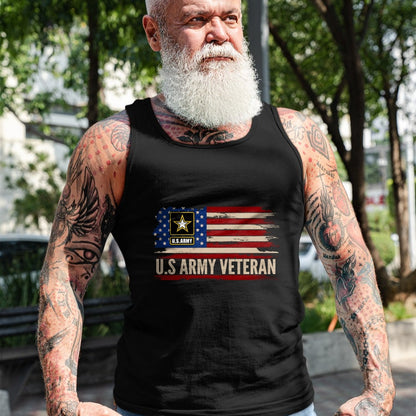Proud Veteran Shirt, Funny Veteran UnisexT-Shirt/Hoodie/Sweatshirt HLT00 - Vintage U.S Army Veteran with American Flag Veteran Gift Long Sleeve T-Shirt
