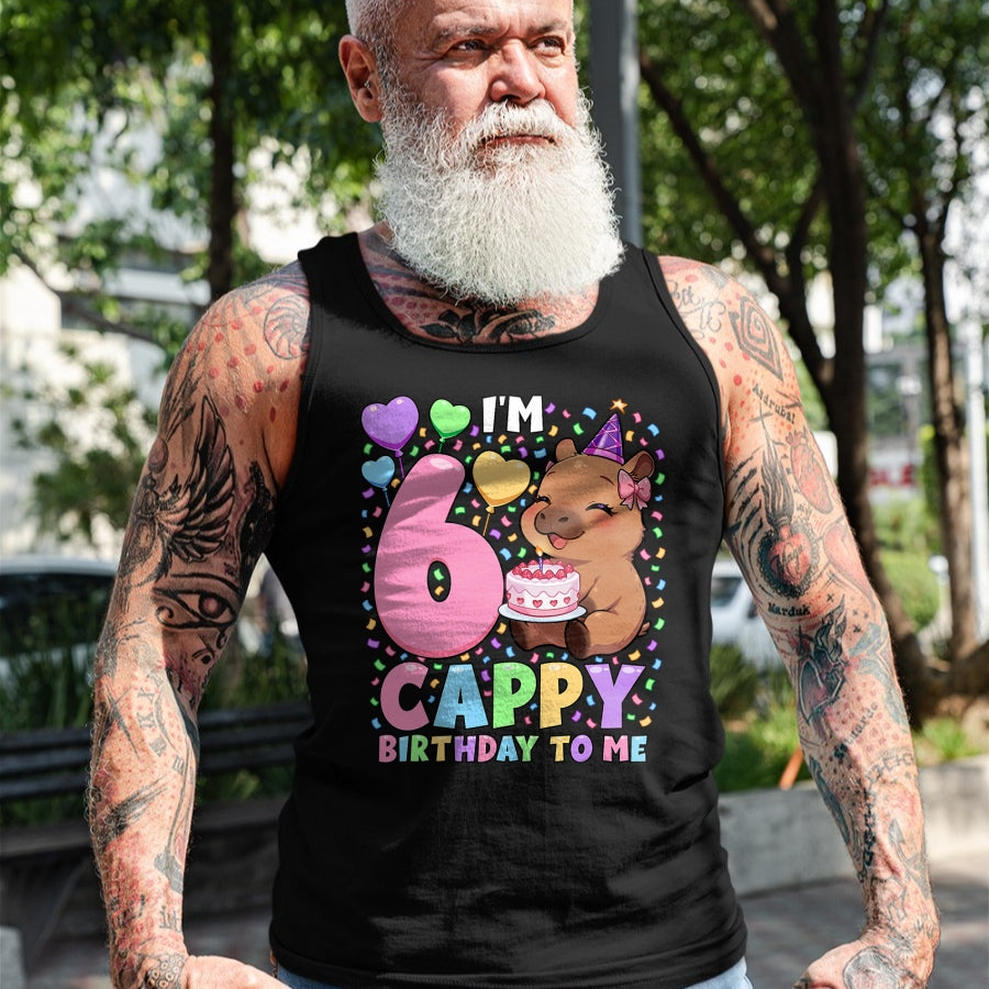 Cute Capybara Shirt, Funny Capybara UnisexT-Shirt/Hoodie/Sweatshirt HLT00 - Capybara Birthday Shirt 6 Kawaii Girl Capybara 6th Birthday T-Shirt
