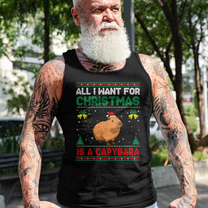 Cute Capybara Shirt, Funny Capybara UnisexT-Shirt/Hoodie/Sweatshirt HLT00 - All I Want for Christmas is A Capybara Ugly Sweater T-Shirt