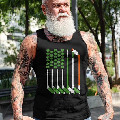 Patrick Day Shirts for Family, Funny Patrick Day shirts, st patrick's day Unisex T-Shirt/Hoodie/Sweatshirt HLT00 - Vintage St Patrick Day Ice Hockey American Flag Saint Pattys T-Shirt