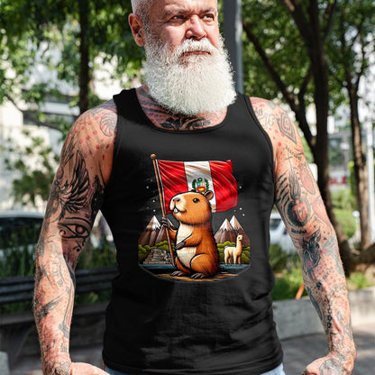 Cute Capybara Shirt, Funny Capybara Unisex T-Shirt/Hoodie/Sweatshirt HLT00 - Peruvian Capybara Peru Flag - Ronsoco Fiestas Patrias T-Shirt