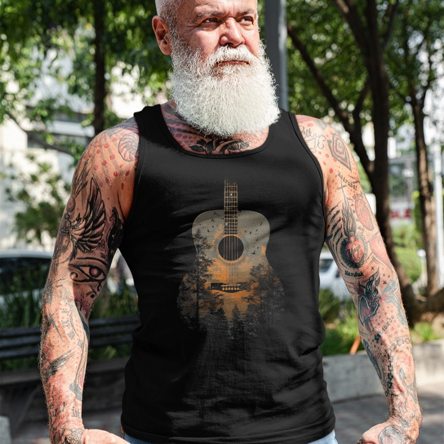 Guitar Lover Shirt, Funny Guitar UnisexT-Shirt/Hoodie/Sweatshirt HLT00 - Acoustic Guitar Outdoors Distressed Nature T-Shirt
