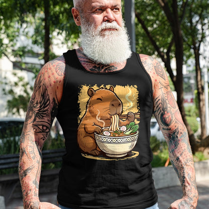 Cute Capybara Shirt, Funny Capybara Unisex T-Shirt/Hoodie/Sweatshirt HLT00 - Capybara Eating Ramen Noodles T-Shirt