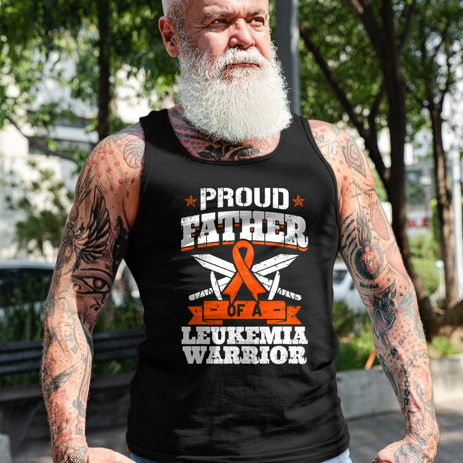 Gift for Dad Shirt, Funny Dad Unisex T-Shirt/Hoodie/Sweatshirt HLT00 – Proud Father Of A Leukemia Warrior Dad Awareness Ribbon T-Shirt
