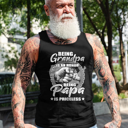 Best Grandpa Shirt, Proud Grandpa Unisex T-Shirt/Hoodie/Sweatshirt HLT00 -Being Grandpa Is An Honor Being PaPa is Priceless (on back) T-Shirt (1)