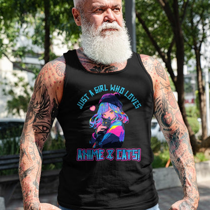 Cat Love Shirt, Funny Cat Lover Gift UnisexT-Shirt/Hoodie/Sweatshirt HLT00 - Just a Girl who loves Anime and Cats Manga Anime Lover T-Shirt