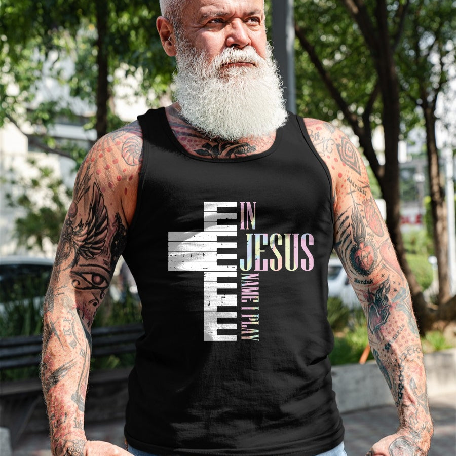 Christian Tee, Christian Faith Unisex T-Shirt/Hoodie/Sweatshirt HLT00 - Jesus Name I Play Piano Christian Pianist Men Women Kids T-Shirt