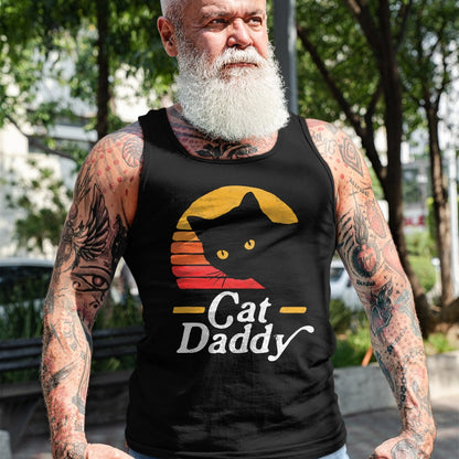 Gift for Dad Shirt, Funny Dad Unisex T-Shirt/Hoodie/Sweatshirt HLT00 – Cat Daddy Vintage Eighties Style Cat Retro Distressed T-Shirt