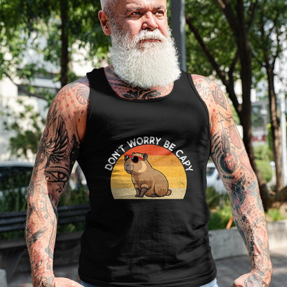 Cute Capybara Shirt, Funny Capybara Unisex T-Shirt/Hoodie/Sweatshirt HLT00 - Don_t Worry Be Capy Retro Capybara T-Shirt