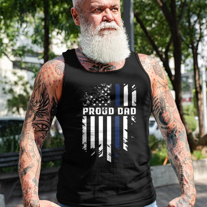 Gift for Dad Shirt, Funny Dad Unisex T-Shirt/Hoodie/Sweatshirt HLT00 – Thin Blue Line Proud Dad Police Family T-Shirt