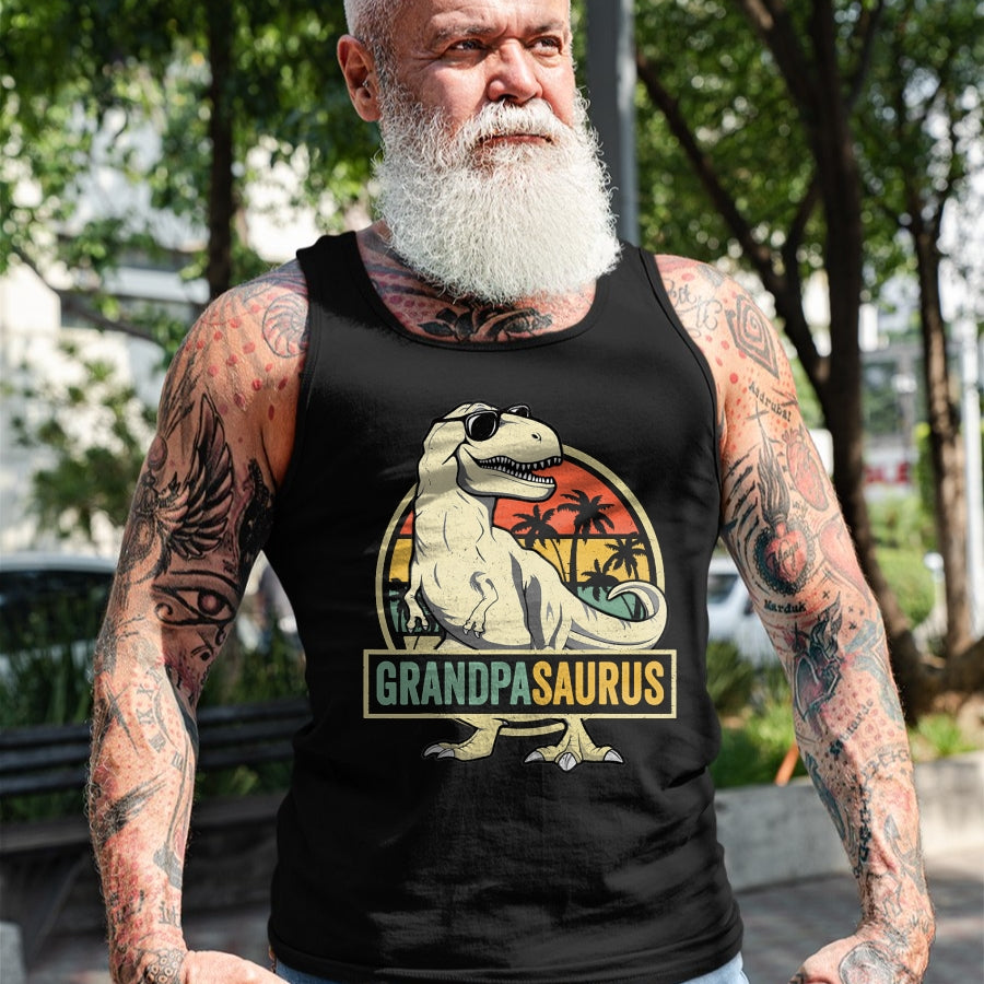 Best Grandpa Shirt, Proud Grandpa Unisex T-Shirt/Hoodie/Sweatshirt HLT00 - Grandpasaurus T Rex Dinosaur Grandpa Saurus Family Matching T-Shirt (1)