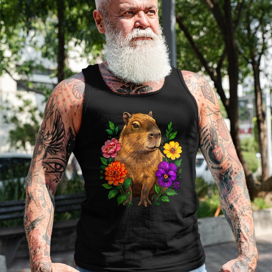 Cute Capybara Shirt, Funny Capybara Unisex T-Shirt/Hoodie/Sweatshirt HLT00 - Cute Capybara Floral T-Shirt