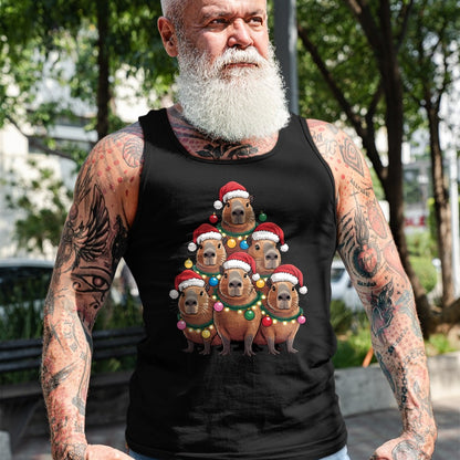 Cute Capybara Shirt, Funny Capybara UnisexT-Shirt/Hoodie/Sweatshirt HLT00 - Capybara Christmas Tree Santa Hat Cute Xmas Boys Kids Men T-Shirt