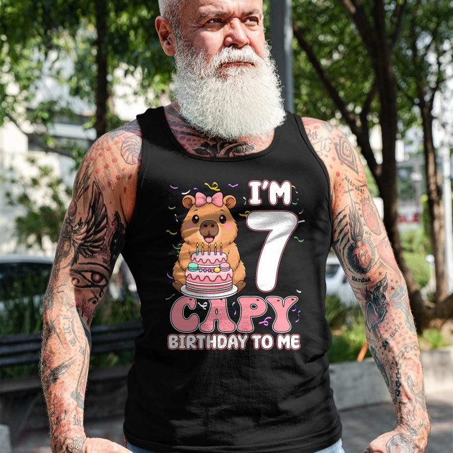 Cute Capybara Shirt, Funny Capybara UnisexT-Shirt/Hoodie/Sweatshirt HLT00 - 7 Years Old Capy Birthday to Me 7th Birthday Capybara Girl T-Shirt