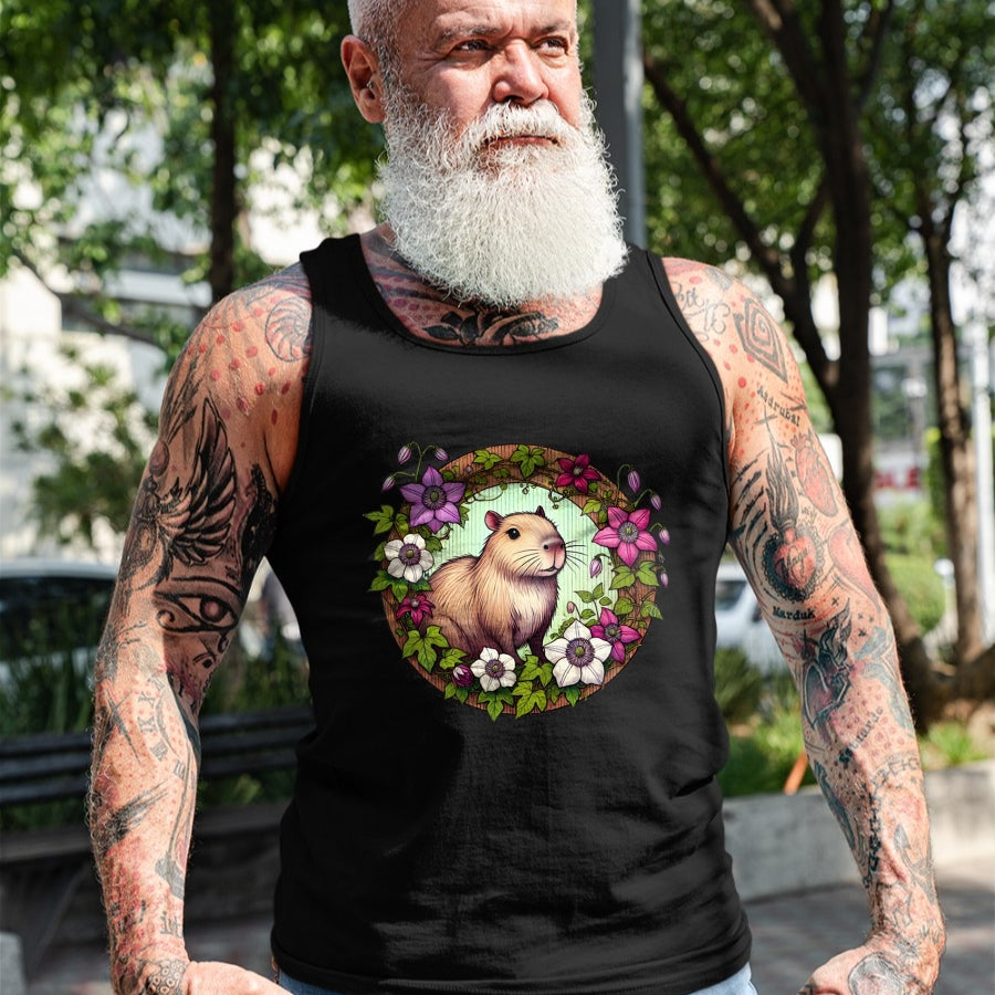 Cute Capybara Shirt, Funny Capybara Unisex T-Shirt/Hoodie/Sweatshirt HLT00 - Capybara floral Illustration Long Sleeve T-Shirt