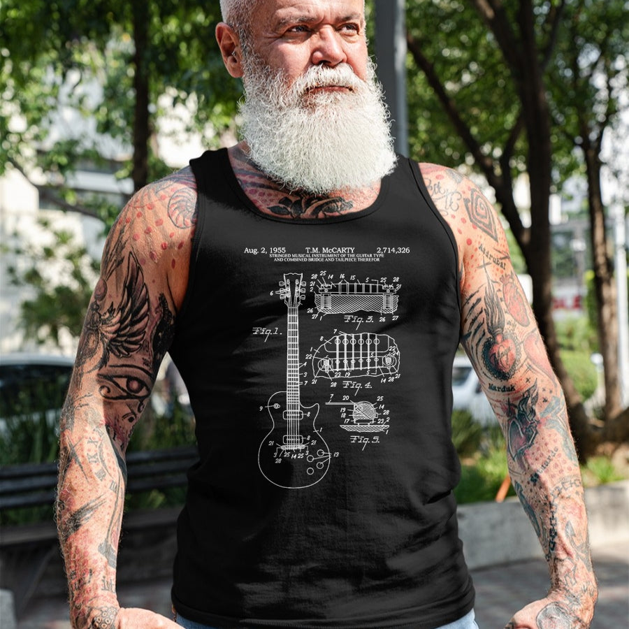 Guitar Lover Shirt, Funny Guitar UnisexT-Shirt/Hoodie/Sweatshirt HLT00 - Guitar Schematic Blueprint Vintage Rocker Band Guitar Player T-Shirt
