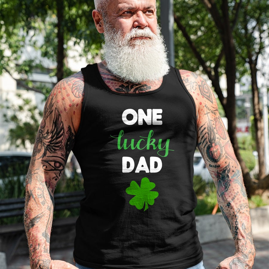 Gift for Dad Shirt, Funny Dad Unisex T-Shirt/Hoodie/Sweatshirt HLT00 – One Lucky Dad Matching Family St. Patrick_s Day T-Shirt