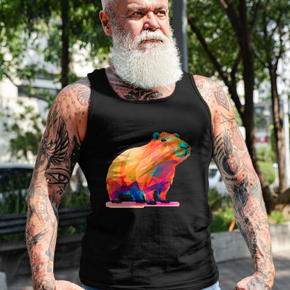 Cute Capybara Shirt, Funny Capybara Unisex T-Shirt/Hoodie/Sweatshirt HLT00 - Colorful Geometric Capybara Long Sleeve T-Shirt