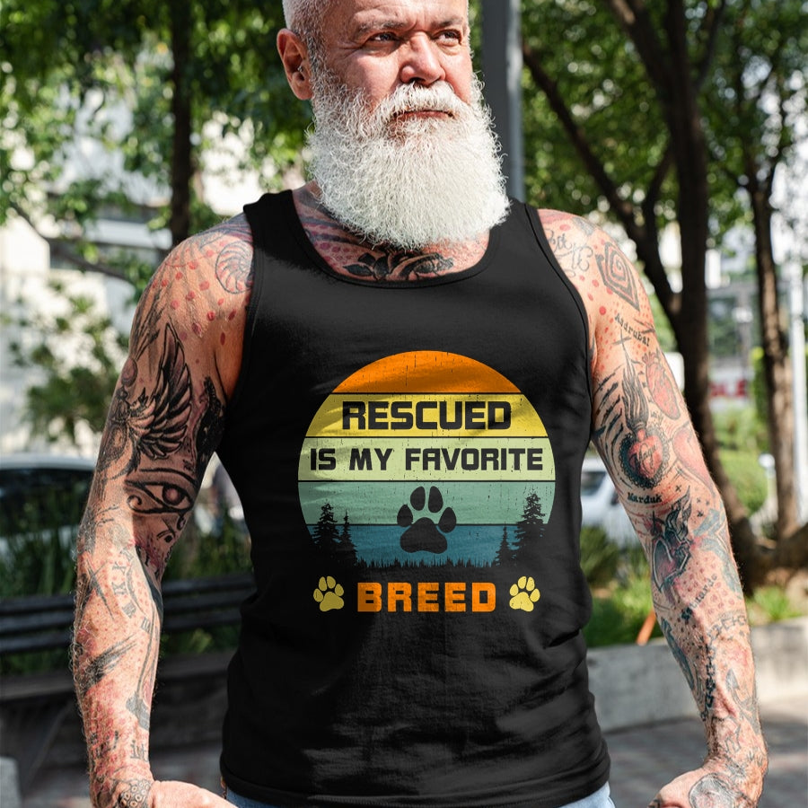 Dog Love Shirt, Dog Lover Gift T-Shirt/Hoodie/Sweatshirt HLT00 - Love Dogs Rescue Rescued Is My Favorite Breed Vintage Paw T-Shirt