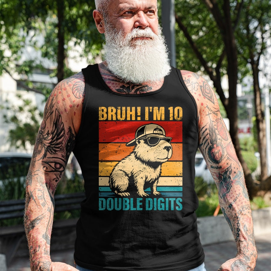 Cute Capybara Shirt, Funny Capybara UnisexT-Shirt/Hoodie/Sweatshirt HLT00 - 10 Years Old Birthday Bruh I_m Double Digits 10th Birthday T-Shirt